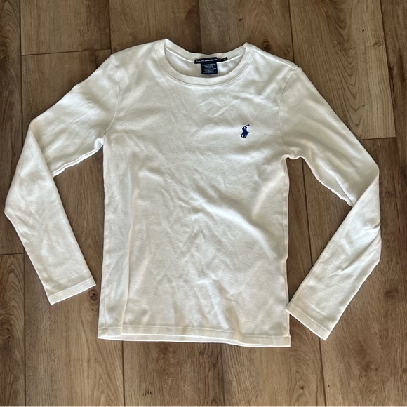 Ralph Lauren Sport Tops - Ralph Lauren Sport White Long Sleeve Tee Blue Pony Logo M Late Y2K Preppy
